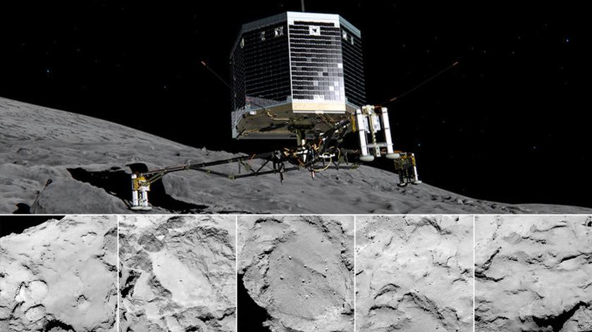 Lądownik Philae w wizji artystycznej na powierzchni komety 67P/Czuriumow-Gierasimienko