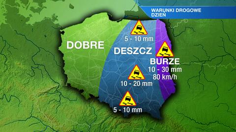 Warunki drogowe w poniedziałek