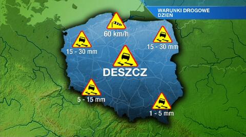 Warunki drogowe w poniedziałek