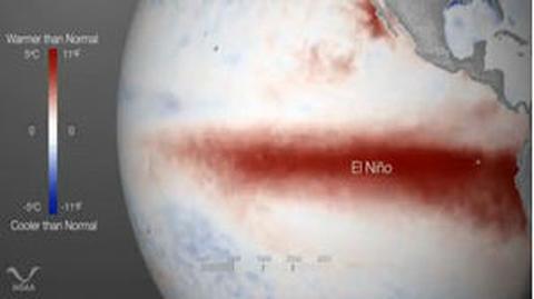 Zmiana temperatury powierzchni wody spowodowane El Nino