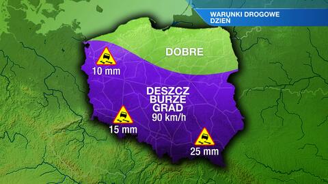 Warunki drogowe w dzień 10.07