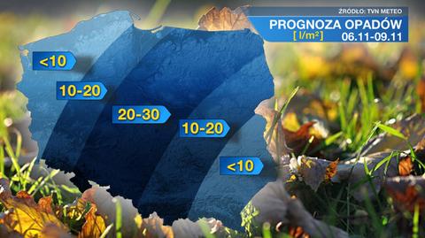 Suma opadów na czwartek i piątek