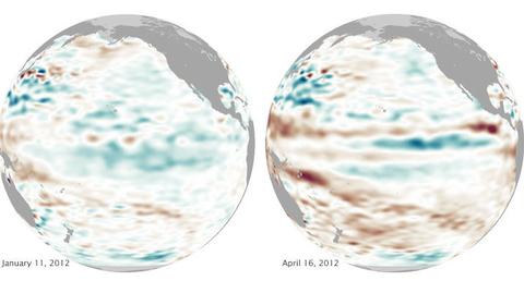 La Niña wygasła; Pacyfik się ociepla (NASA)