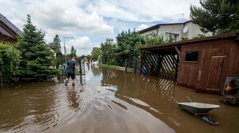 Podtopienia w Dobrzykowicach na Dolnym Śląsku (TVN24)