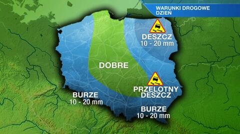 Jazdę utrudnią opady deszczu i burze