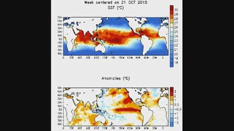 El Nino od 21 października 2015 do 6 stycznia 2016