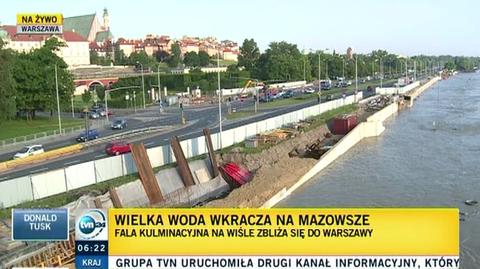 Fala wezbraniowa w Warszawie, stan na godz 6.20 