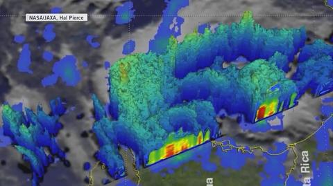 Ilość opadów deszczu podczas burzy tropikalnej Nate (NASA/JAXA, Hal Pierce)
