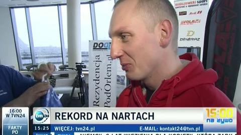 Jędrzej dobrowolski trenuje przed próbą bicia rekordu szybkości w Tatrach (TVN24)