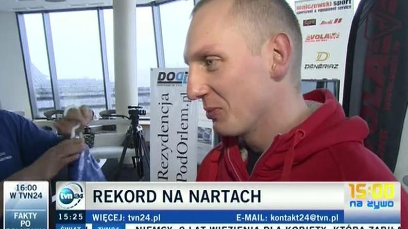 Jędrzej dobrowolski trenuje przed próbą bicia rekordu szybkości w Tatrach (TVN24)