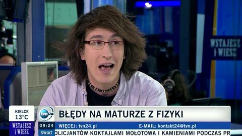 Karol Wójcicki z Centrum Nauki Kopernik o błędzie na maturze z fizyki (TVN24)