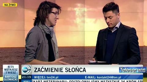 Karol Wójcicki z Centrum Nauki Kopernik o całkowitym zaćmieniu Słońca (TVN24)