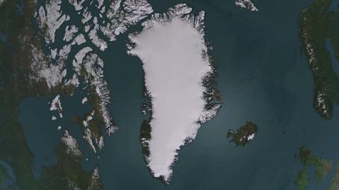 Kierunek spływania wody z topniejących lodowców na Grenlandii