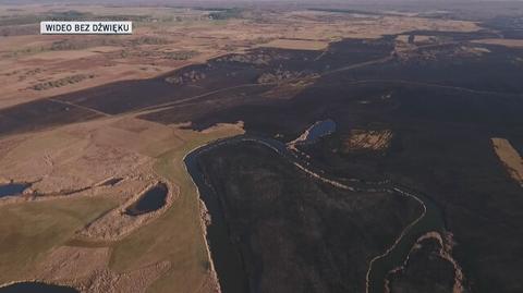 Nagranie z kwietnia - widok z drona na spalone tereny BPN