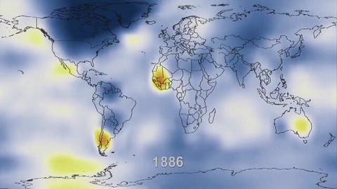 Odchylenie od średniej temperatury powietrza od 1880 do 2011 roku