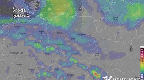 Opady atmosferyczne w nadchodzących dniach (źródło: Ventusky)