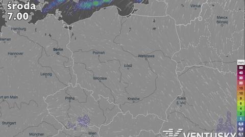 Opady atmosferyczne w Polsce (źródło: Ventusky)