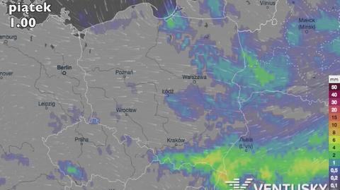 Opady deszczu w nadchodzących dniach (źródło: Ventusky)