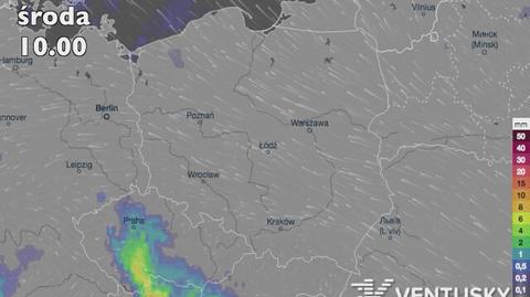Opady deszczu w nadchodzących dniach (źródło: Ventusky)