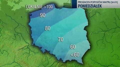 Ostrzeżenie przed silnym wiatrem na poniedziałek 28.10