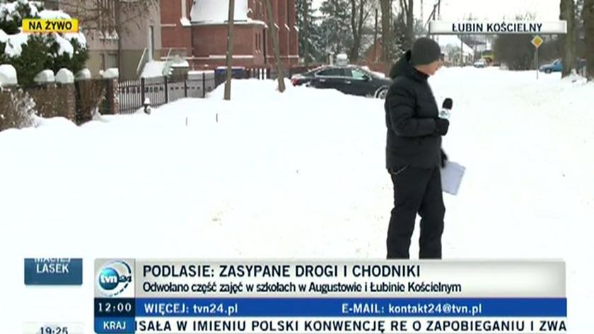 Podlaskie szkoły zamknięte przez śnieg (TVN24)