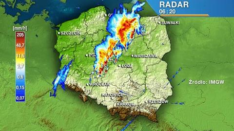 Poranna wędrówka frontu na obrazach radarowych