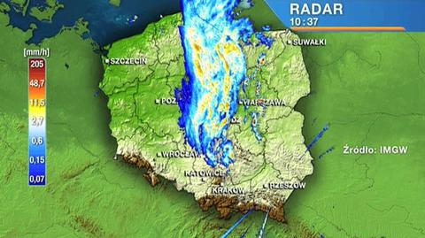 Poranna wędrówka frontu na obrazach radarowych