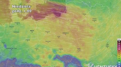 Porywy wiatru w kolejnych dniach (ventusky.com)