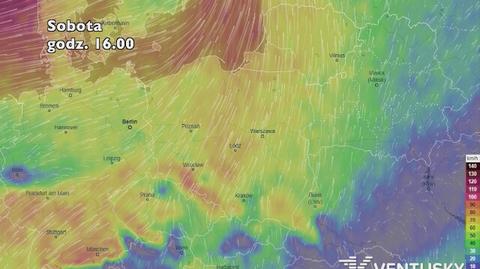 Porywy wiatru w kolejnych dniach (ventusky.com)