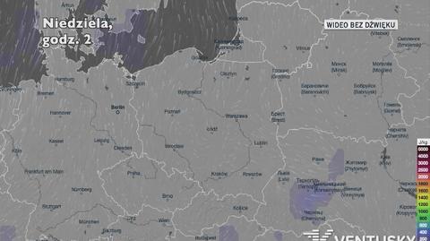 Potencjalny rozwój burz w najbliższych dniach (Ventusky.com)