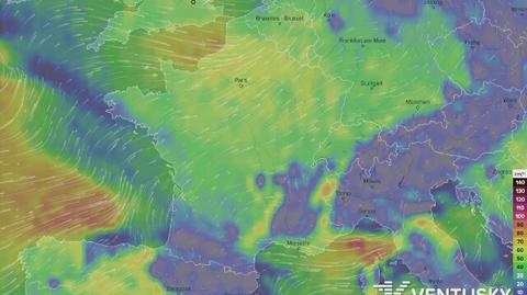 Prędkość wiatru we Francji