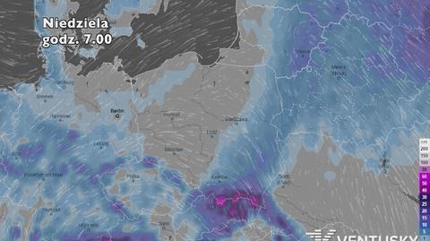 Prognoza grubości pokrywy śnieżnej na pięć dni (ventusky.com)