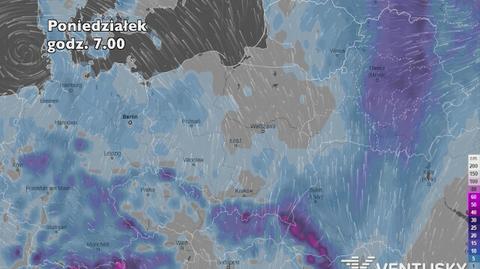 Prognoza grubości pokrywy śnieżnej na pięć dni (ventusky.com)