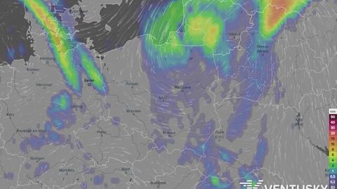 Prognoza opadów na majówkę (Ventusky.com)