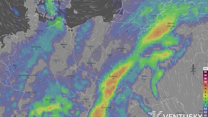 Prognoza opadów na najbliższe dni (ventusky.com)