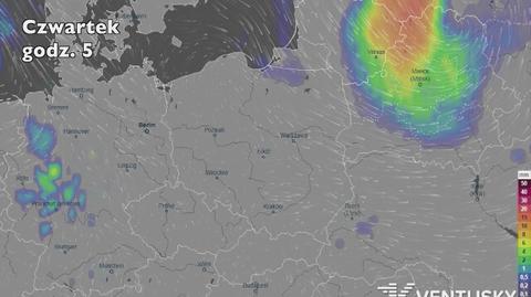 Prognoza opadów na najbliższe dni (Ventusky.com)