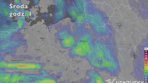 Prognoza opadów na najbliższe dni (Ventusky.com)