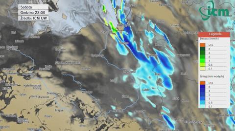 Prognoza opadów na weekend (ICM UW)