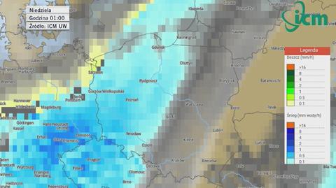 Prognoza opadów w najbliższych dniach (ICM UW)