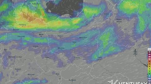Prognoza opadów w najbliższych dniach (Ventusky.com)