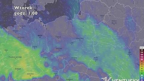 Prognoza porywów wiatru na pięć dni (ventusky.com)