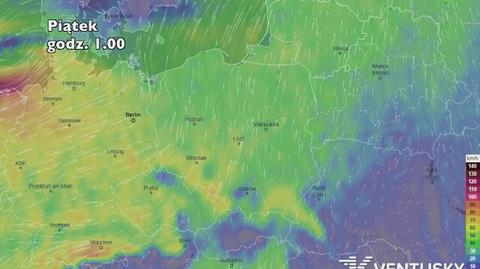 Prognoza porywów wiatru na pięć dni (ventusky.com)