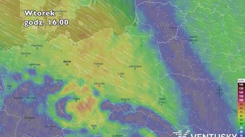 Prognoza porywów wiatru na pięć dni (ventusky.com)