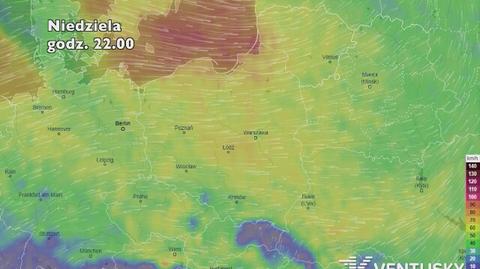 Prognoza porywów wiatru na pięć dni (ventusky.com)