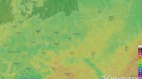 Prognoza temperatur na najbliższe dni (Ventusky.com)