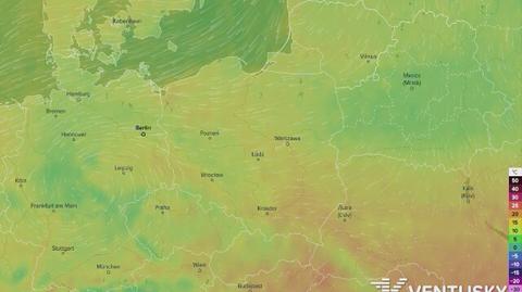 Prognoza temperatur na resztę majówki (Ventusky.com)