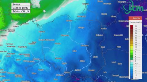 Prognoza temperatury od soboty godz. 16 do końca tygodnia (ICM UW)