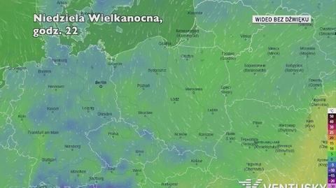 Prognozowana temperatura na Święta Wielkanocne (Ventusky)