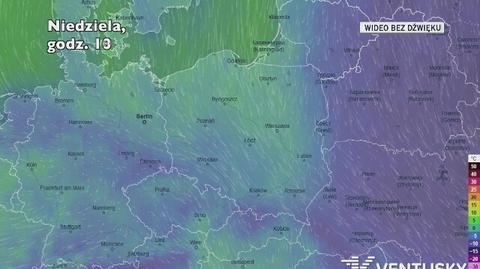 Prognozowana temperatura w ciągu kolejnych dni (Ventusky)