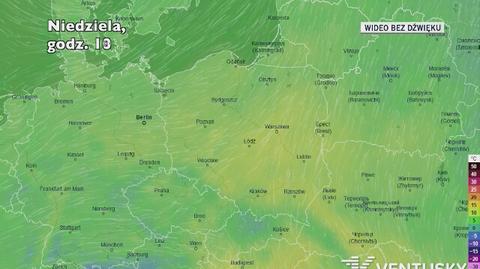 Prognozowana temperatura w ciągu kolejnych dni (Ventusky)